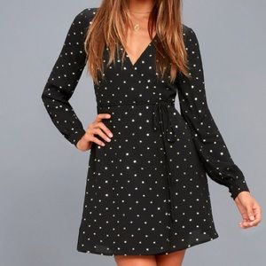 Black and Gold Wrap Dress